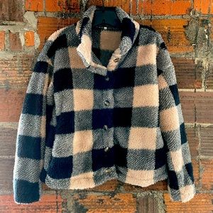 Black & Tan Plaid Fleece “jacket”